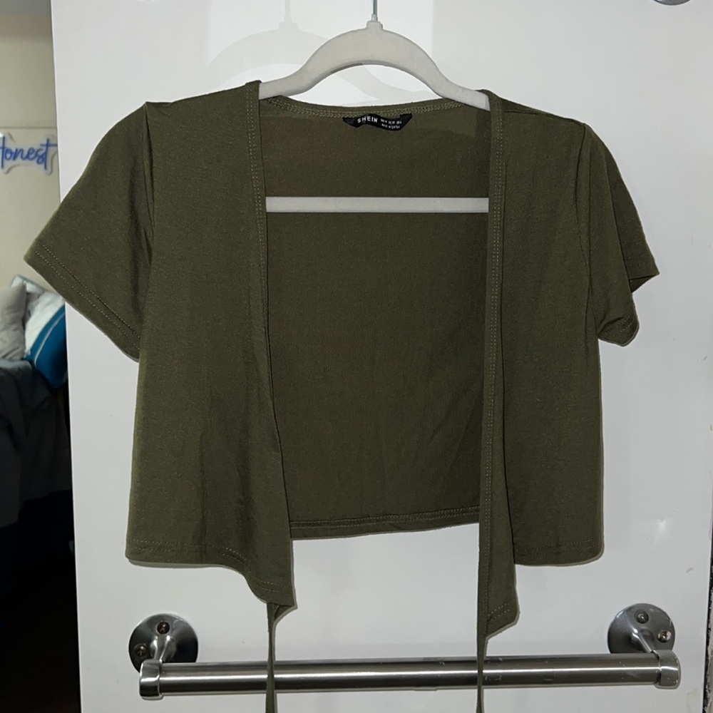 Dark Green Wrap-Around Crop Top